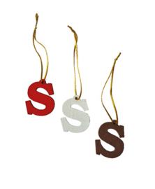 Sinterklaas S hanger | Set 4 stuks |  Wit, Bruin, Rood & Goud