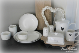 Dinner Plate | Little Heart ♥ | Wit/Zwart | 27 cm | Bastion Collections