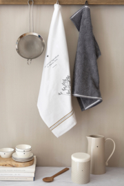 Keuken Handdoek | 50 x 50 | Dark Grey Edge  White | Bastion Collections 