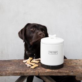 Voorraadpot Dog Food | Large | Wit/Donkergrijs | Bastion Collections