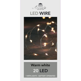 LED Indoor Zilverdraad | 20 Lampjes/1 Meter LED warm Wit