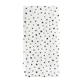 Servetten Dots 'Hello You' | X Large  16 pcs 10 x 20 cm | Wit/Zwart | Bastion Collections