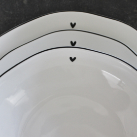 Soup Plate | Little Heart ♥ | Wit/Zwart | Ø:21 cm | Bastion Collections