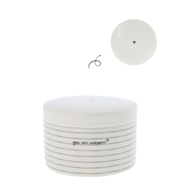 Ceramic Box White Stripes | Set 2 stuks Ø: 10 & 12 cm | Wit/Zwart | Bastion Collections