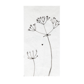 Servetten Flower Sunshine | X Large 16 pcs 10 x 20 cm | Titane/Zwart | Bastion Collections