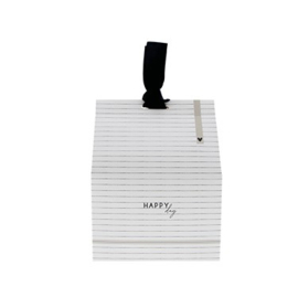 Gift Box Stripes Happy Day | Wit/Zwart/Titane | Bastion Collections