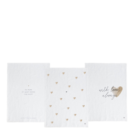 Theedoek Katoen/Linnen | With love Always | Wit/Caramel | Bastion Collections