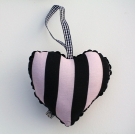 Liek & Zo Roze/Zwart gestreept Hart 14 cm