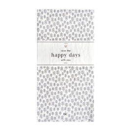 Servetten Tree 'Happy Days' |  X Large 16 pcs 10 x 20 cm | Wit/Zwart | Bastion Collections 