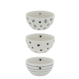 Bowl Mini | Heartflower | Ø:6 x 3 cm | Wit/Zwart | Bastion Collections