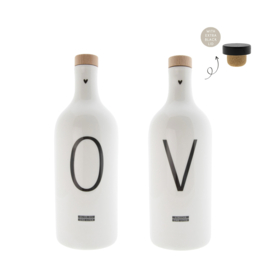 Oil & Vinegar Set Large | 1 Liter | Wit/Zwart | Bastion Collections