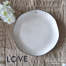 Breakfast Plate | Little Heart | Wit/Zwart | 23 cm | Bastion Collections