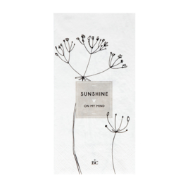 Servetten Flower Sunshine | X Large 16 pcs 10 x 20 cm | Titane/Zwart | Bastion Collections