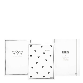 Theedoek | Happy | Wit/Zwart | Bastion Collections 