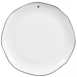 Dinner Plate | Little Heart ♥ | Wit/Zwart | 27 cm | Bastion Collections