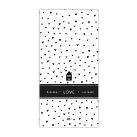 Servetten Hearts Love | X Large | 16 stuks | Wit/Zwart | Bastion Collections 