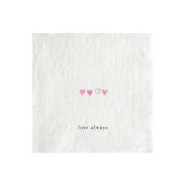 Servetten I Love You | Small | 20 pcs 12,5 x 12,5 cm | Rose | Bastion Collections 