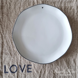 Breakfast Plate | Little Heart | Wit/Zwart | 23 cm | Bastion Collections