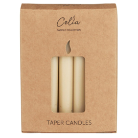Korte Smalle Creme Stearine Kaarsjes | Doosje 12 stuks  | Ø:1,3 cm | ECO-Label