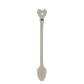 Lepel Latte Macchiato | 18,5 cm | Titane met  Zwart hartje | Bastion Collections