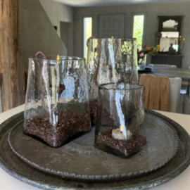 Windlicht Flor Large | Antiekglas | 37 x 21,5 cm | Puur wonen