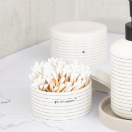 Ceramic Box White Stripes | Set 2 stuks Ø: 10 & 12 cm | Wit/Zwart | Bastion Collections