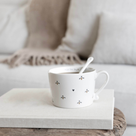 Lepel Koffie/Thee Wit met Hartje | 14 cm | Bastion Collections