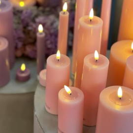 LED Dinner Candle set 2 stuks | Light Pink | Ø:2,2 x 24 cm | Deluxe Homeart