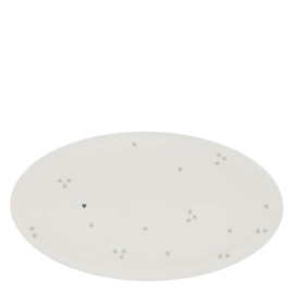 Oval Plate | Little Flowers | 26 cm | Titane/Zwart | Bastion Collections