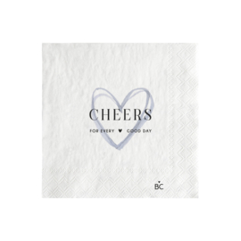 Servetten Cheers | Small | 20 pcs 12,5 x 12,5 cm | Wit/Iris Blue | Bastion Collections 