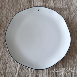 Breakfast Plate | Little Heart | Wit/Zwart | 23 cm | Bastion Collections