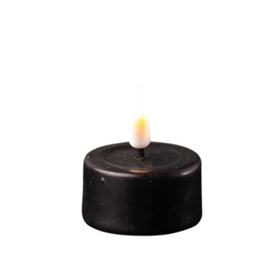 LED Waxinelichtjes Real Flame | Zwart | 2 stuks | Ø:4 x 4,5 cm | Deluxe Homeart
