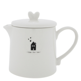 Theepot | Time for Tea | 1 Liter | Wit/Zwart | Bastion Collections