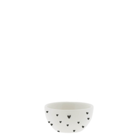 Bowl Mini | Hearts | Ø:6 x 3 cm | Wit/Zwart | Bastion Collections