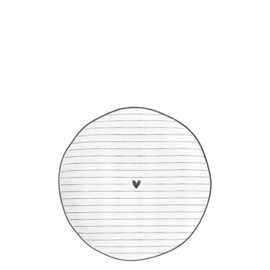 Side Plate Tapas Bordje |  Heart & Stripes | 13 cm | Wit/Zwart | Bastion Collections