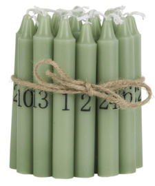Korte Smalle Kaarsjes Advent 1-24 | Dusty Green/Black |  Ø:1,3 cm | IB Laursen