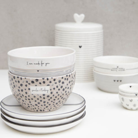 Bowl Mini | Heartflower | Ø:6 x 3 cm | Wit/Zwart | Bastion Collections