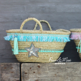 Ibiza Strandtasje | Small | Blauw/Mint | Ster