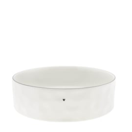 Salade Bowl Heart | Ø: 27 x 8 cm | Wit/Zwart | Bastion Collections