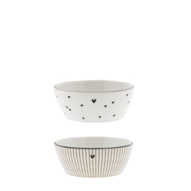 Saus Bowl Hearts | Ø: 9,5 cm | Wit/Zwart | Bastion Collections