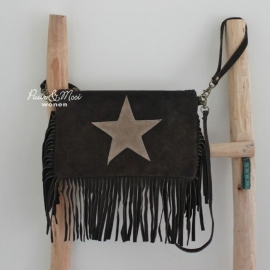 Ibiza Clutch Schoudertasje met Ster Donker Bruin