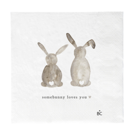 Servetten Somebunny loves You  | Large 20 pcs 16,5 x 16,5 cm | Bastion Collections 