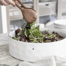 Salade Bowl Heart | Ø: 27 x 8 cm | Wit/Zwart | Bastion Collections