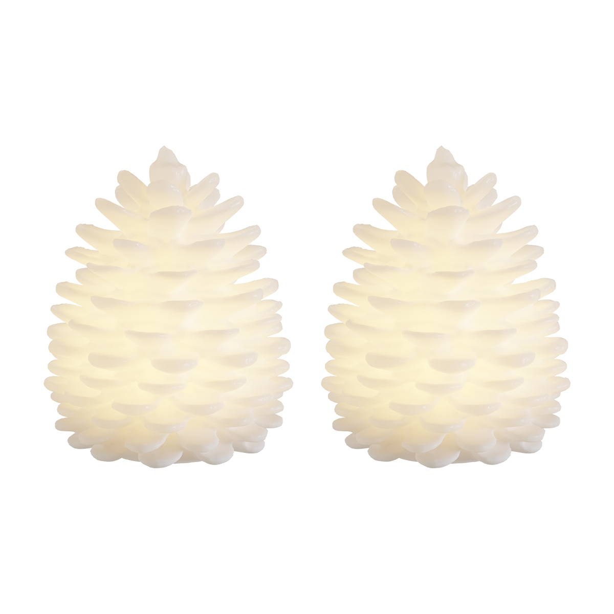 LED Dennenappels Set 2 stuks | Wit | 10 cm | Deluxe Homeart