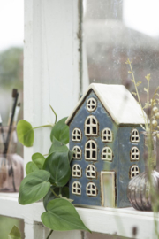 Huis Nyhavn voor Theelicht met Grijze Deur | Jeans Blauw | IB Laursen