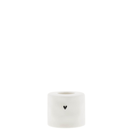 Candleholder Round Natural Shape | Ø:5,2 x 4,5 cm | Wit/Zwart | Bastion Collections