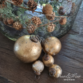 Kerstballen Mini Metal Chips | White/Brass | Zakje 8 stuks | IB Laursen