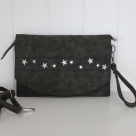 Schoudertasje - Clutch | Sterren Studs | Army Green