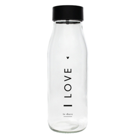 Fles met Schenkdop | Love to Share | Zwart | 1 Liter | Bastion Collections