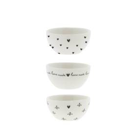 Bowl Mini | Hearts | Ø:6 x 3 cm | Wit/Zwart | Bastion Collections